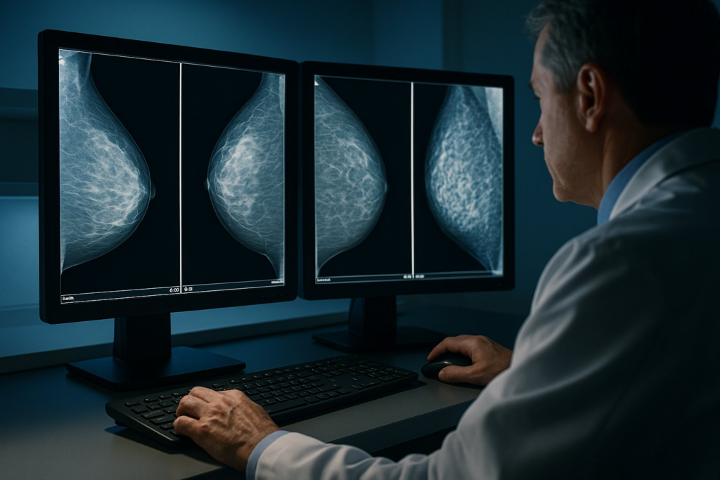 Sistema de IA analisando mamografia com padrão comparável ao de uma radiologista experiente
