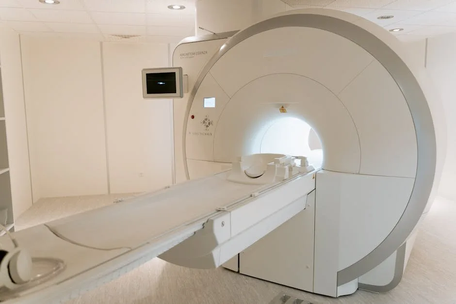 Equipamento de ressonância magnética cardíaca em sala hospitalar